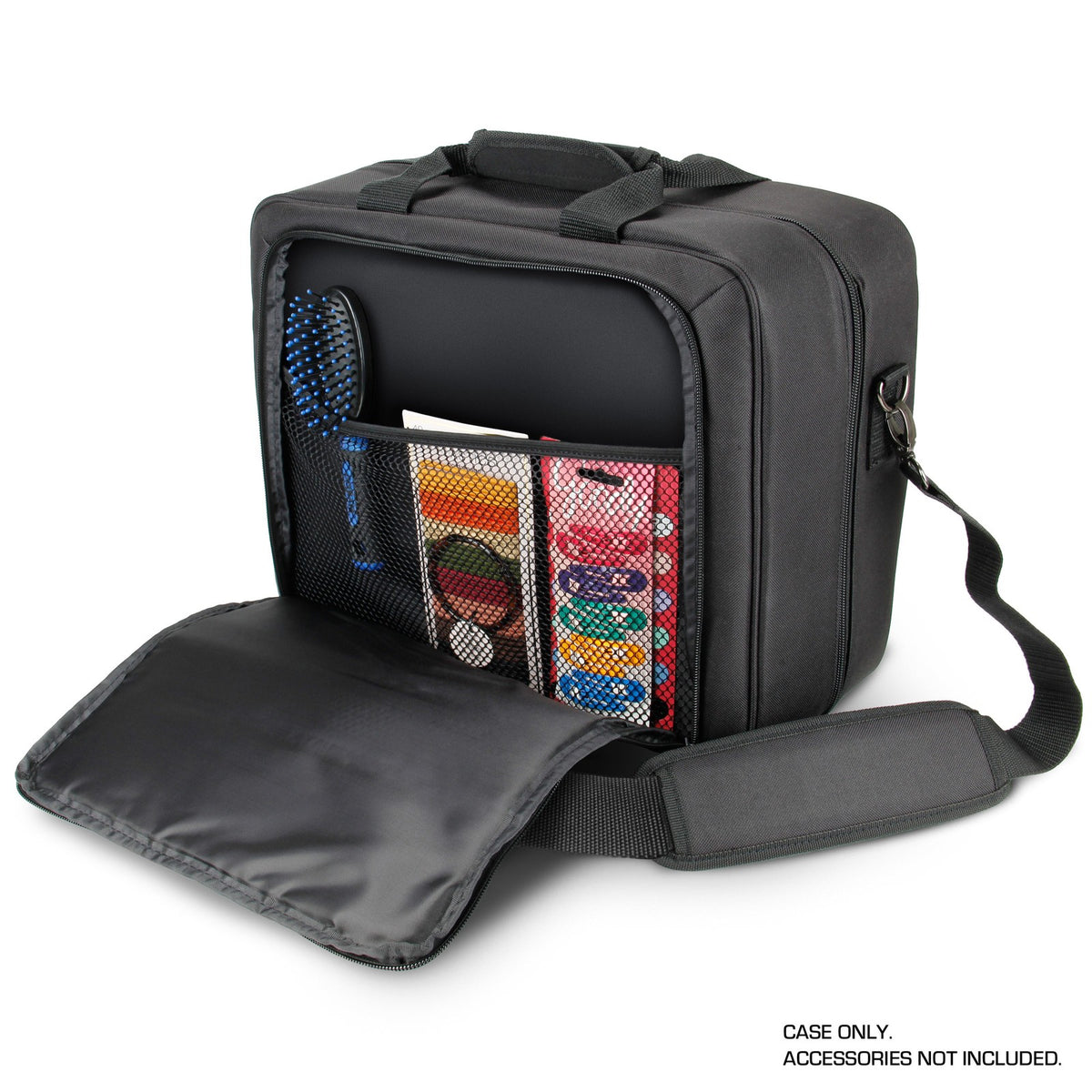 Hair Stylist Case with Shoulder Strap, Pockets & Custom Dividers - Blue