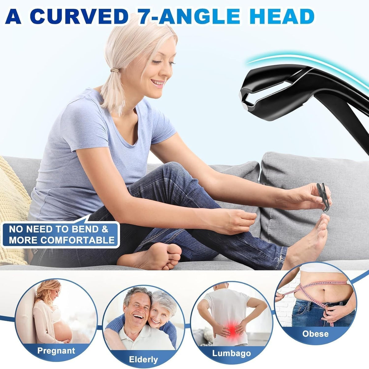 Heavy Duty Angled Toenail Clippers for Thick Nails - Large Toe Grooming Tool 2024 Upgrade