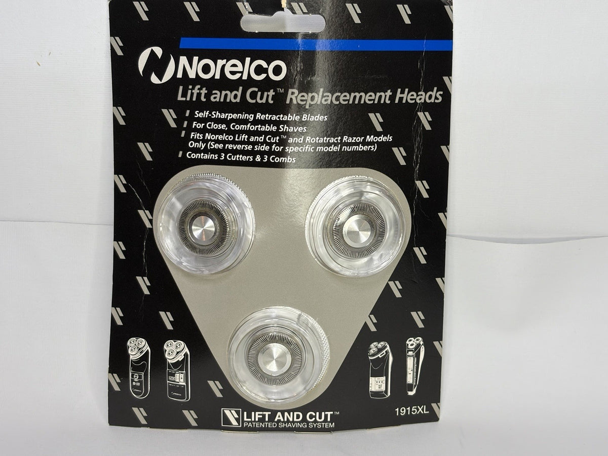 Norelco 1915XL Lift & Cut Razor Head Replacement Set - 3 Cutters & 3 Combs