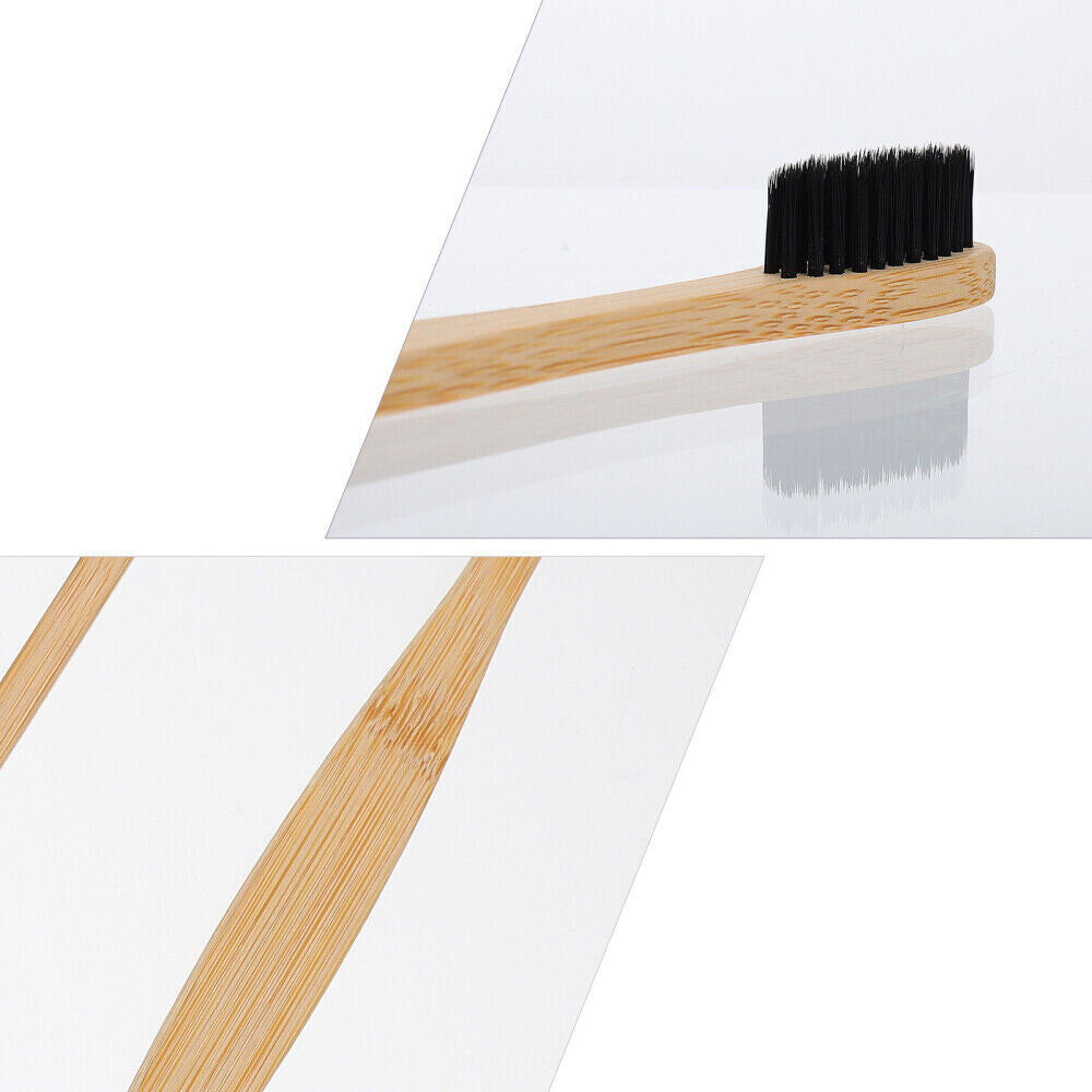 20Pcs Natural Bamboo Toothbrush with Charcoal Soft Bristles - Eco-Friendly Adult Oral Care