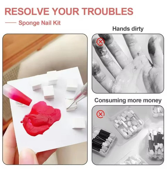50Pcs Portable Nail Art Sponge Buffer Blocks with Grabbing Pen for DIY Manicure