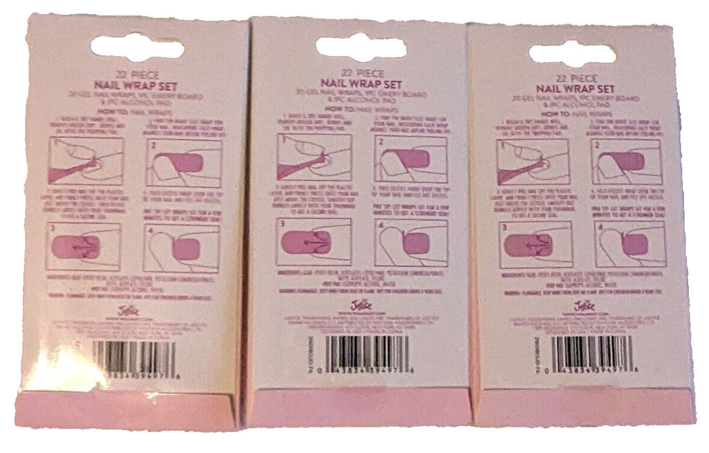 22 Piece Nail Wrap Set - 3 Assorted Nail Art Strips for Manicure