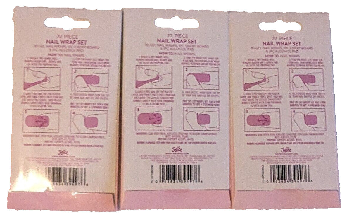 22 Piece Nail Wrap Set - 3 Assorted Nail Art Strips for Manicure
