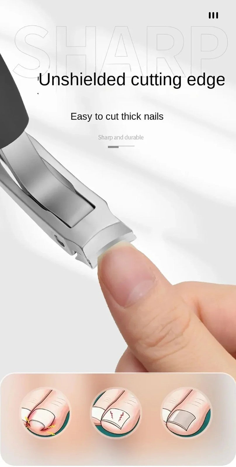 Heavy Duty Long Handle Toenail Clippers for Seniors - Curved Stainless Steel Nail Trimmers