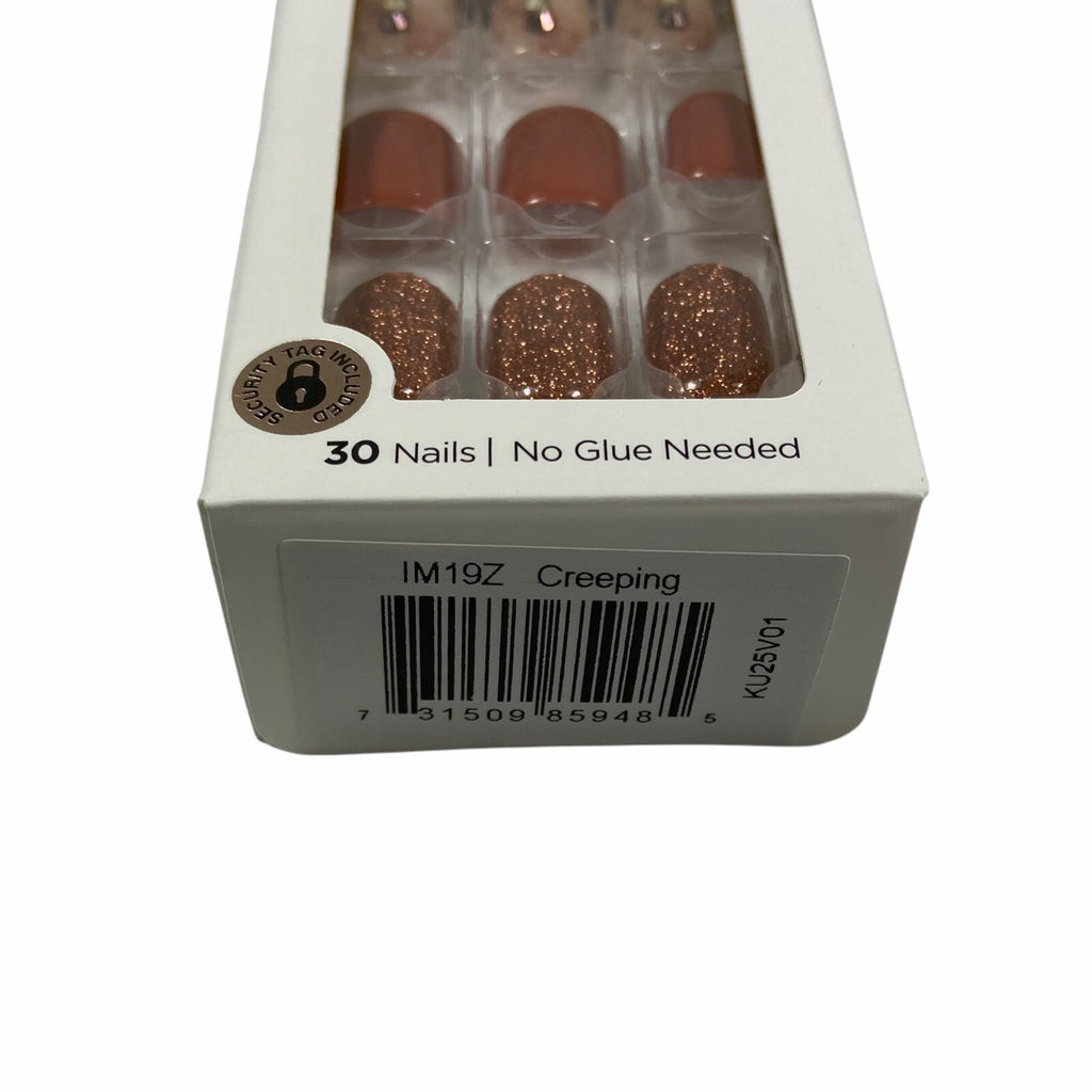 Press On Manicure Nails Short Gel Burnt Orange Marble Glitter Set