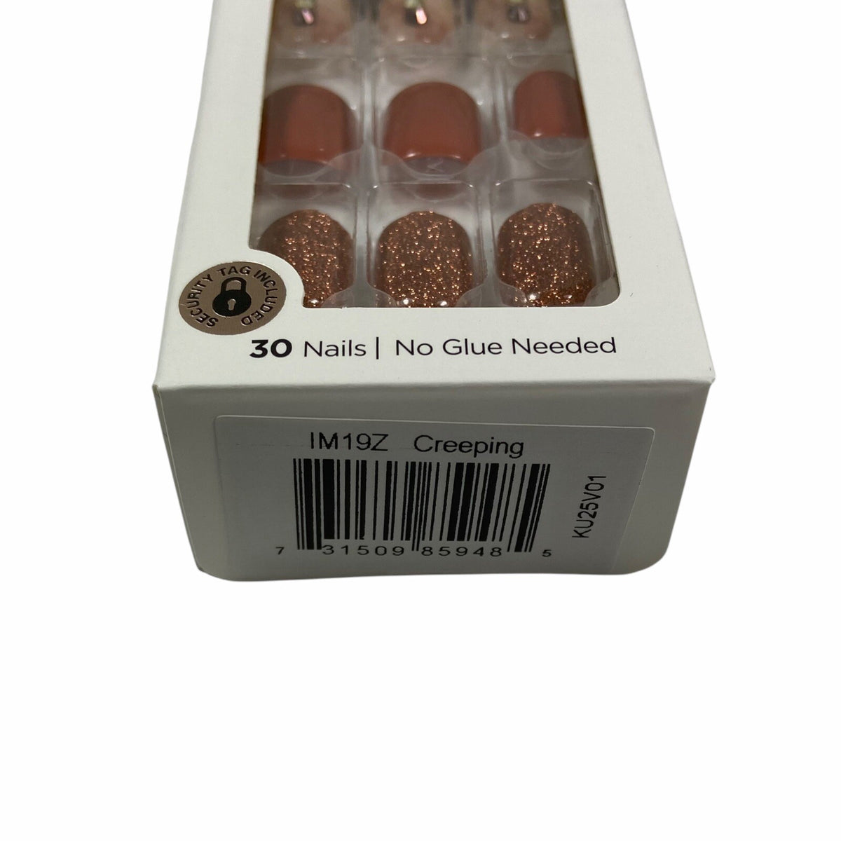 Press On Manicure Nails Short Gel Burnt Orange Marble Glitter Set