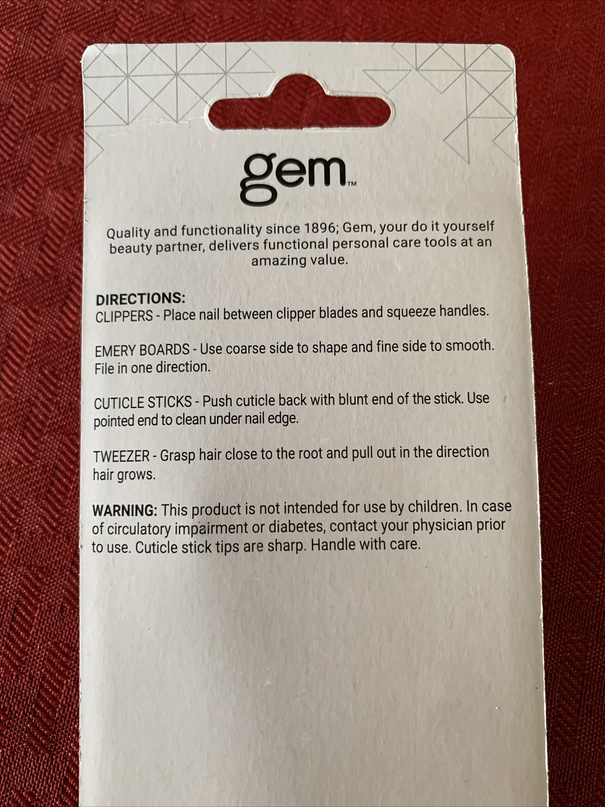 Gem Manicure Collection Kit - Nail Clippers Emery Boards Cuticle Sticks Tweezer