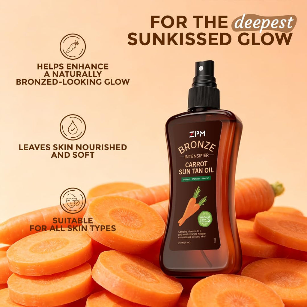 Carrot Sun Tanning Oil Spray for Outdoor Sun Tan Enhancement - Medium Deep