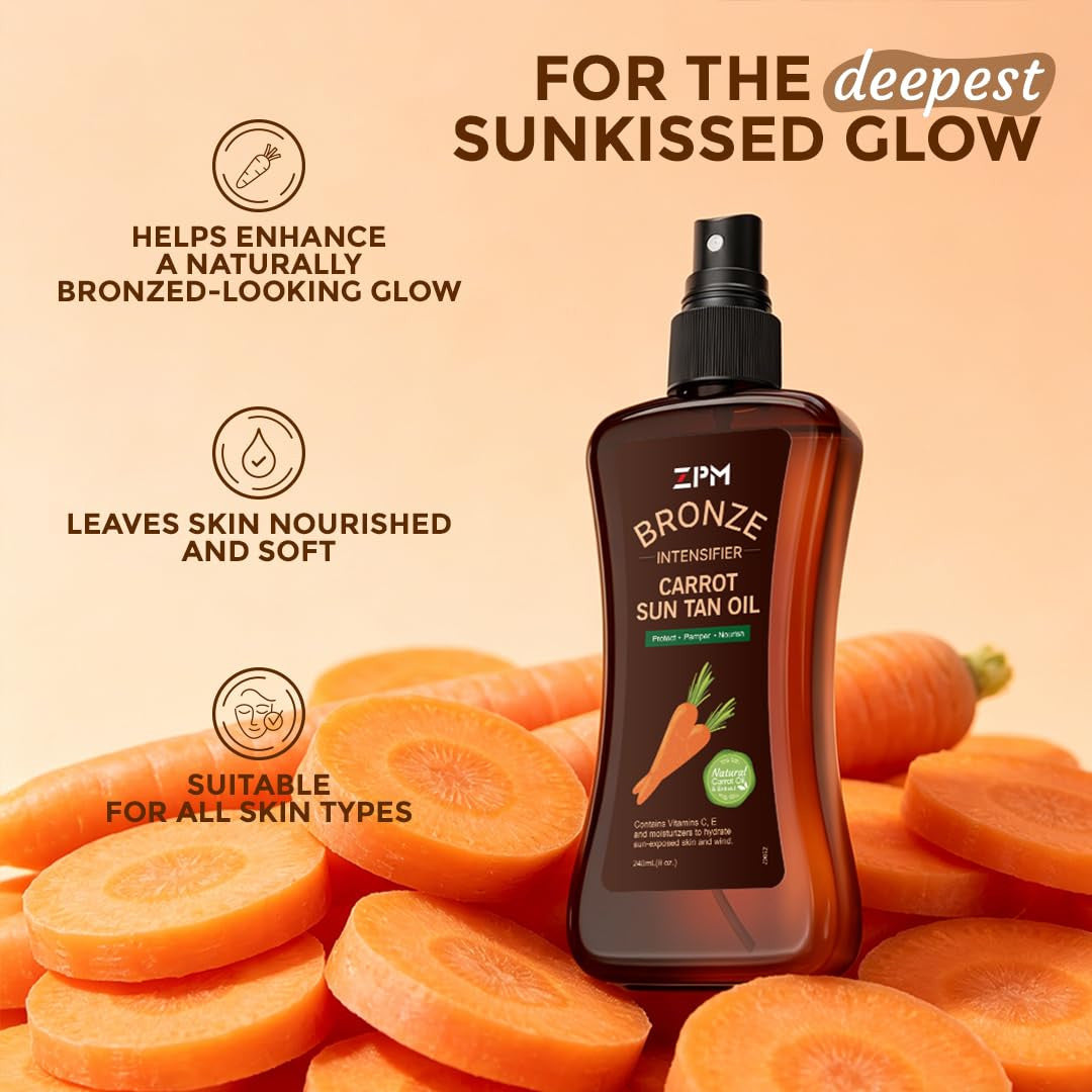 Carrot Sun Tanning Oil Spray for Outdoor Sun Tan Enhancement - Medium Deep