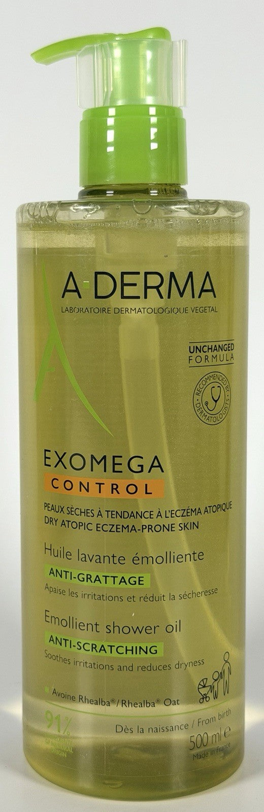 Emollient Shower Oil for Sensitive Skin - 500ml, Eczema Relief, Hypoallergenic