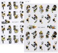 Water Decals Nail Art Stickers Gold Black Lady Leaf Butterfly 2 Sheets