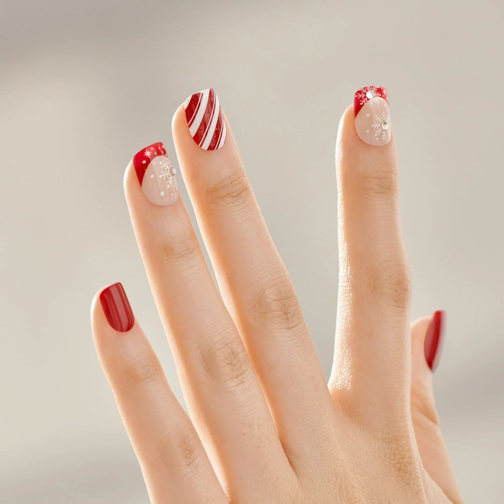 Holiday Christmas Press On Nail Kit - Instant Manicure with 30 Nails