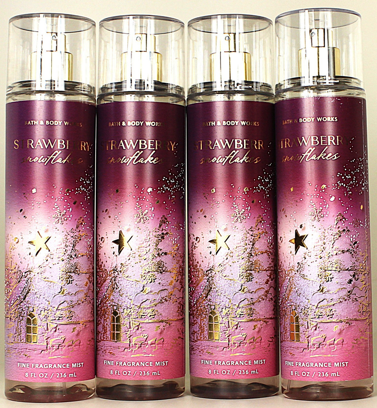 Bath & Body Works Strawberry Snowflakes Body Mist Set - 4 x 8oz