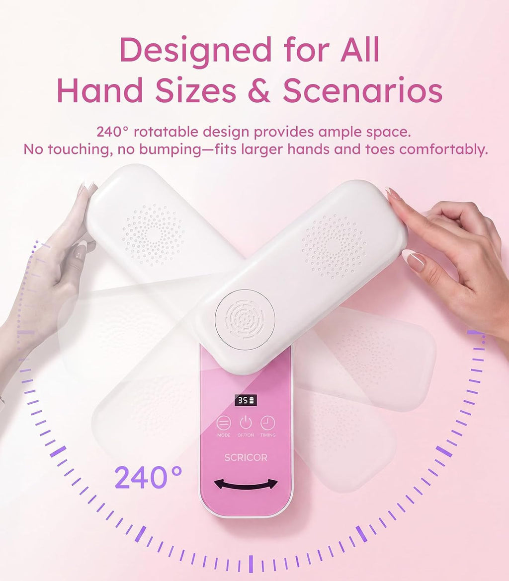 Cordless UV LED Nail Lamp with 36 Beads, Pink - Fast Curing for Gel Nails