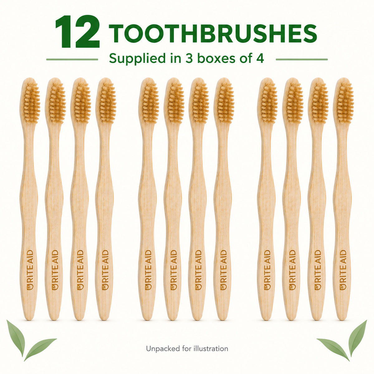 Bamboo Toothbrushes 12 Pack - Soft Bristles for Adults, Natural & BPA-Free