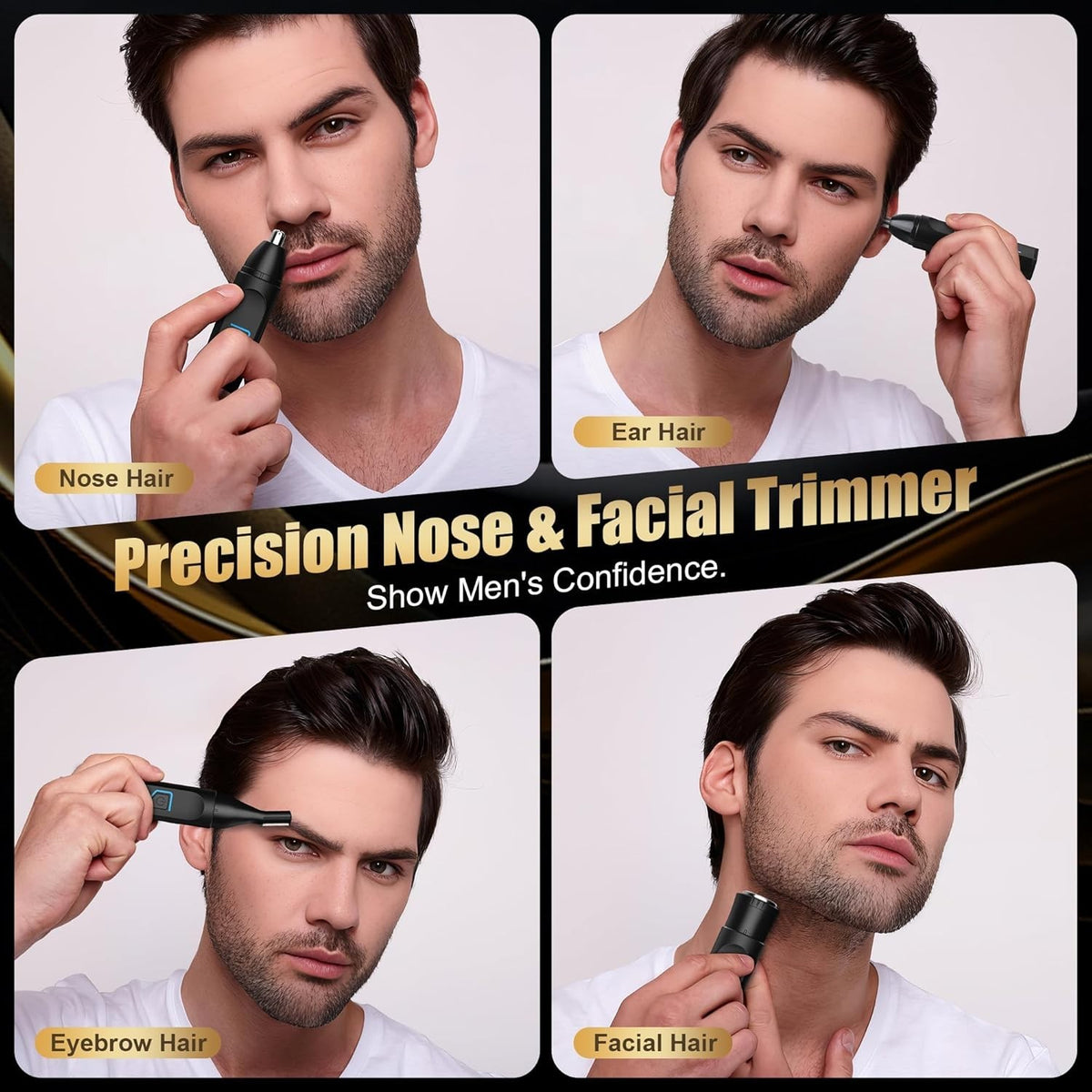 Rechargeable Men Ear Nose Hair Trimmer Set Beard Razor Cordless Grooming Kit