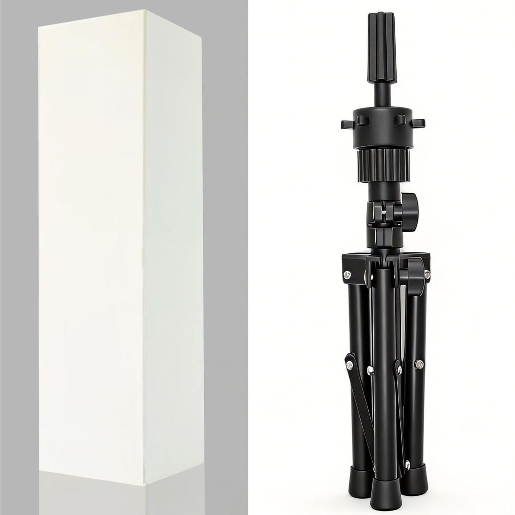 Mini Wig Stand Tripod - Adjustable Mannequin Head Holder for Styling