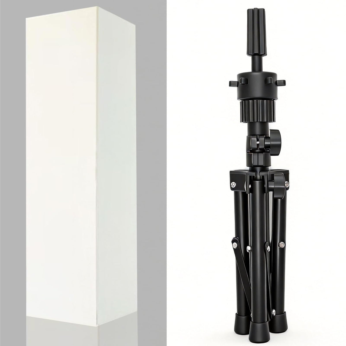 Mini Wig Stand Tripod - Adjustable Mannequin Head Holder for Styling