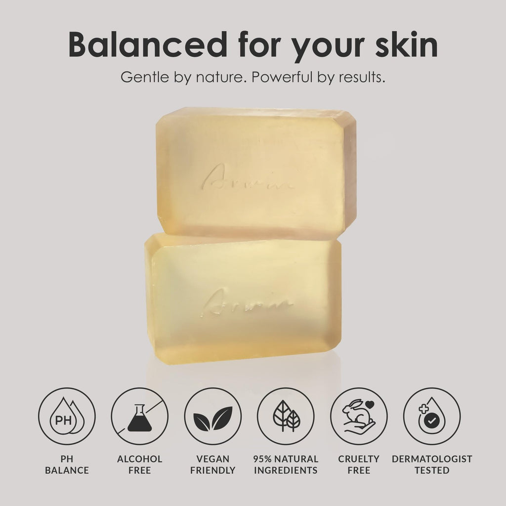 Glycerin Soap Bar 180g - Natural Transparent Face & Body Cleanser with Pine Scent