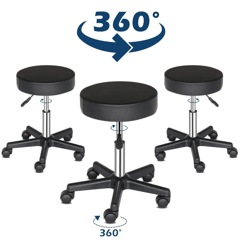 Adjustable Hydraulic Rolling Stool Swivel Salon & Office Chair Black