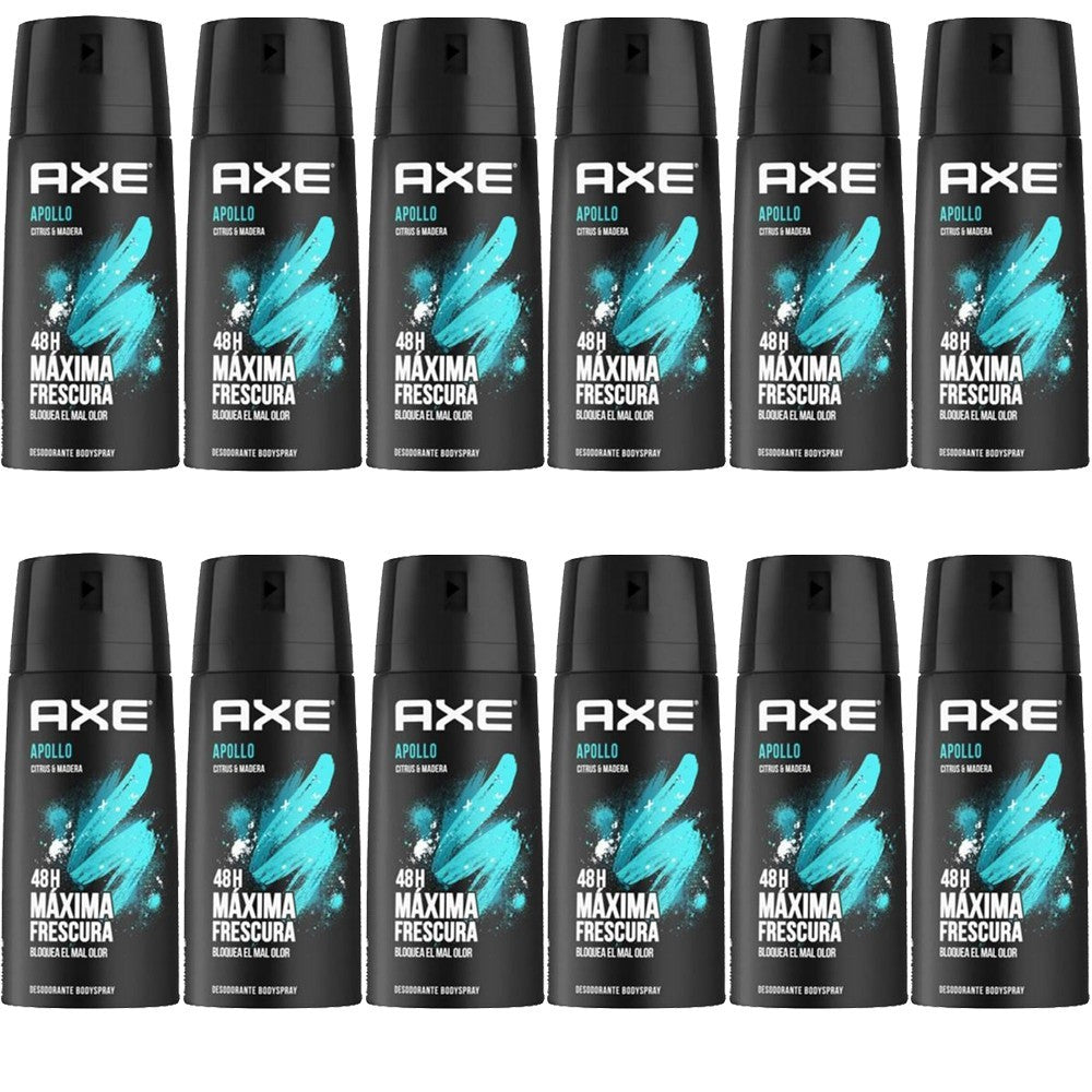 12 Pack Axe Apollo Men’s Deodorant Body Spray 150ml - Fresh Scent