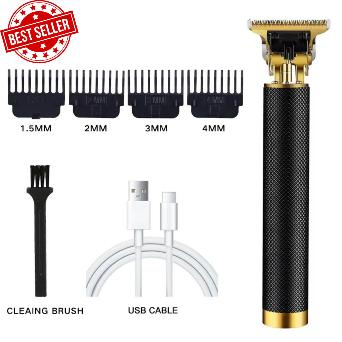 Cordless Professional Hair & Beard Trimmer with Stainless Steel T-Blade