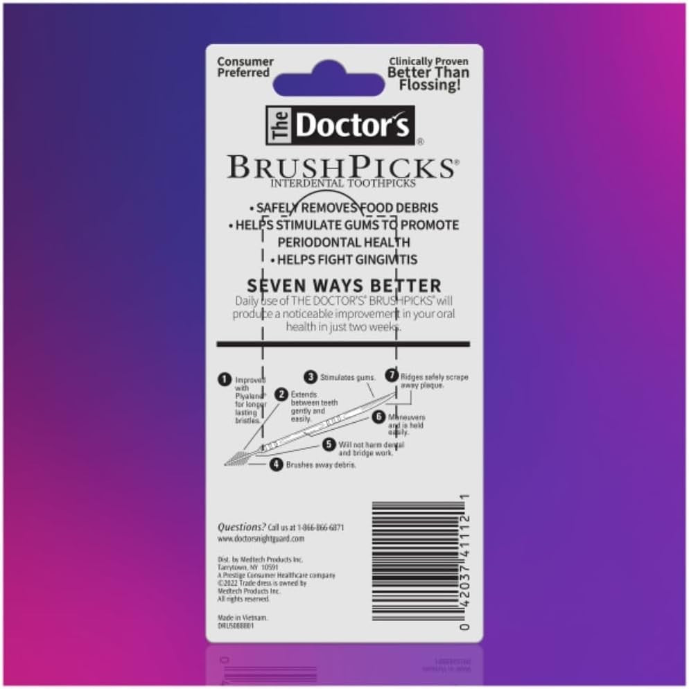 8 Pack Interdental Toothpicks for Oral Care - The Doctor's BrushPicks 120 Count