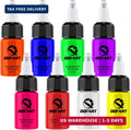 8-Color Fluorescent Tattoo Ink Set 20ml Each UV Body Art Neon Pigment
