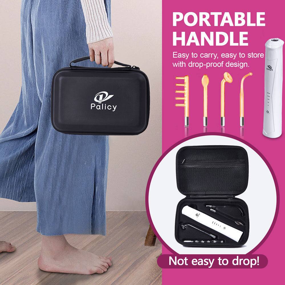 Portable High Frequency Facial Device for Skin Therapy with 4 Glass Wands