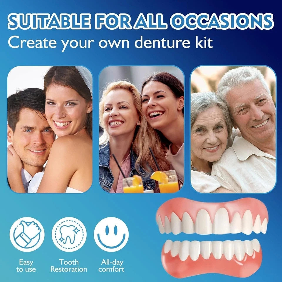 Moldable False Teeth & Veneers Set for Men and Women - Custom Fit Temporary Dentures