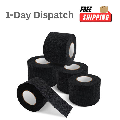 Disposable Barber Neck Strips - Black, 5 Rolls Salon Hairdressing Supplies