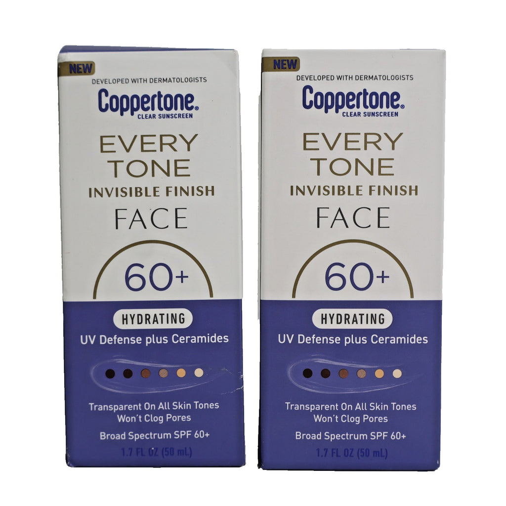 Coppertone SPF60+ Face Sunscreen Invisible Finish 2 Pack
