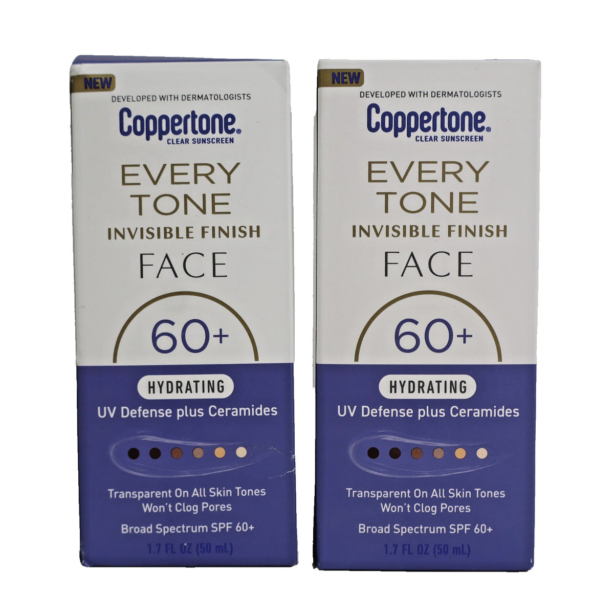 Coppertone SPF60+ Face Sunscreen Invisible Finish 2 Pack