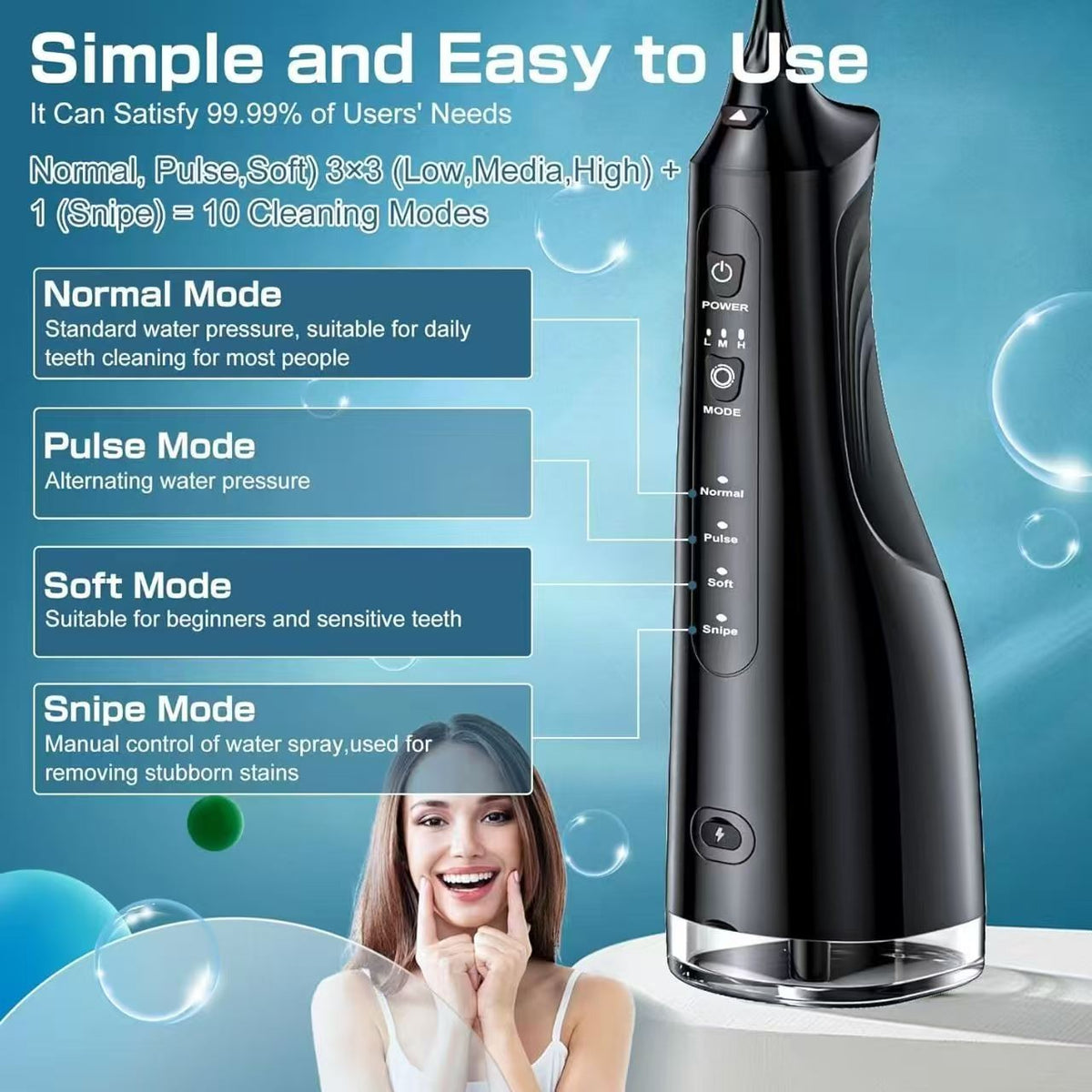Water Dental Flosser Pick for Teeth - 5 Modes Cordless Portable Oral Irrigator