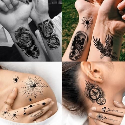 Temporary Tattoos for Adults, 72 Sheets – Watercolor Butterflies & More