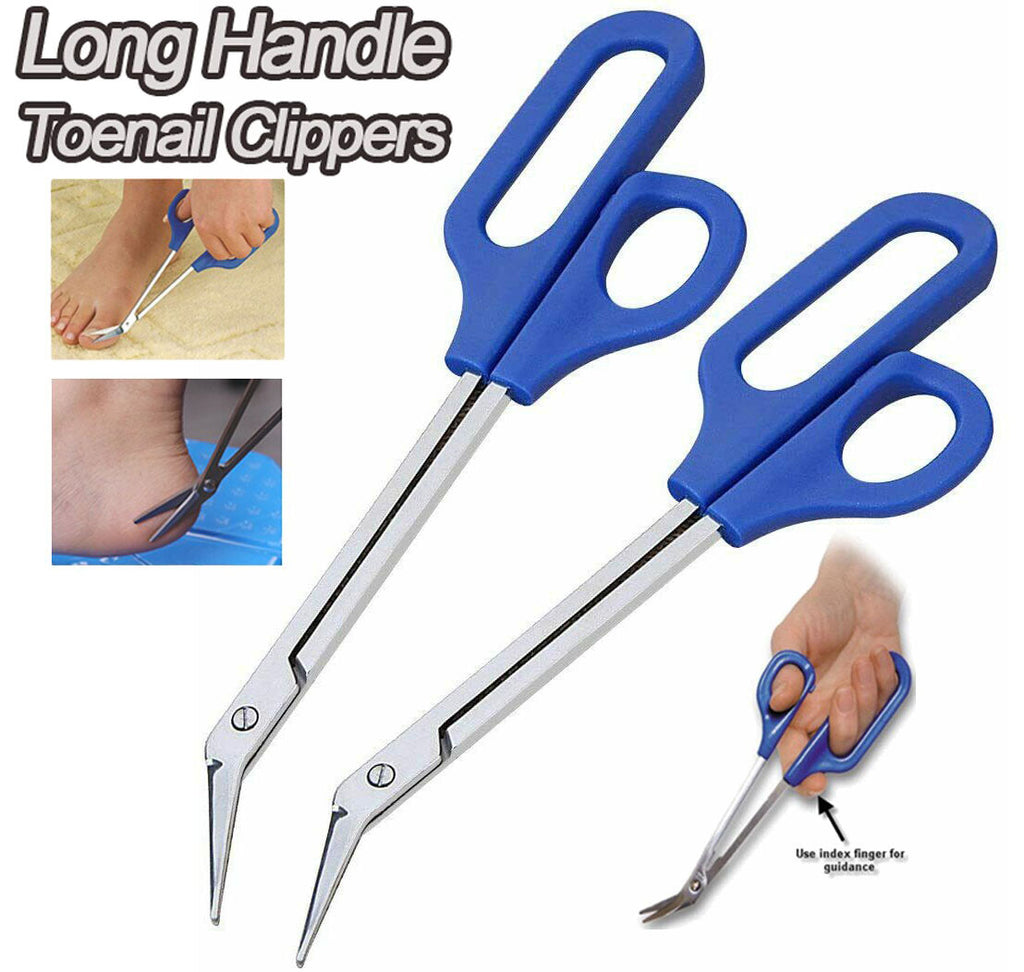 2-Pack Ergonomic Long Handle Toenail Scissors for Seniors & Grooming