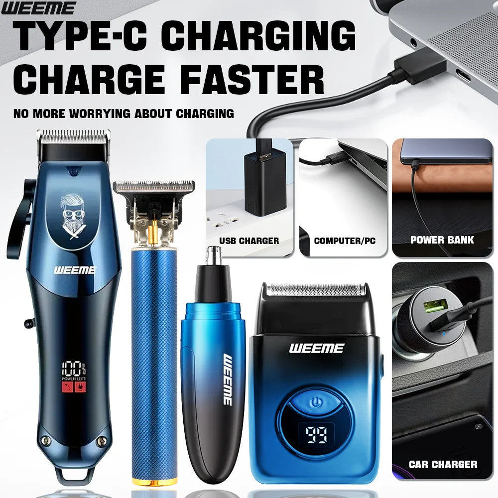Men's Cordless Hair Clipper Set - Rechargeable Trimmer & Shaver Kit