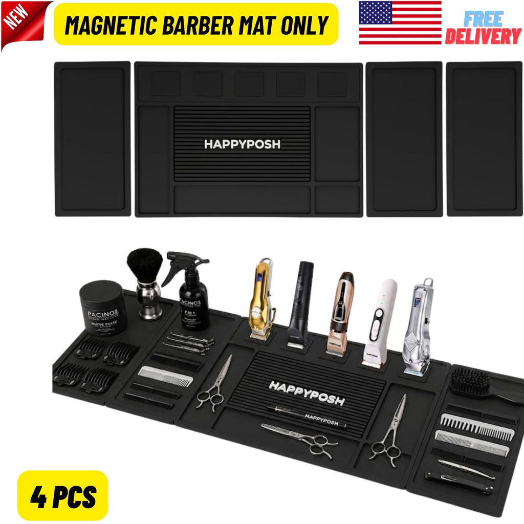 Magnetic Barber Mat Set with 5 Strong Magnets for Clippers & Trimmers