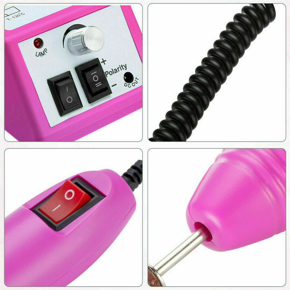 Electric Nail Drill Machine for Manicure Pedicure Acrylic Nails Pink
