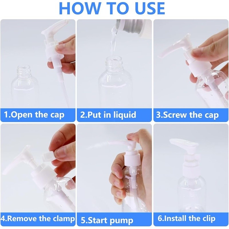 Refillable 100ml Travel Lotion Pump Bottles Set of 4 TSA Approved Eco-Friendly Plastic Bottles