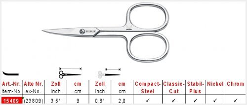 German Made Curved Nail Scissors 3.5 Inch Professional Cuticle Tool