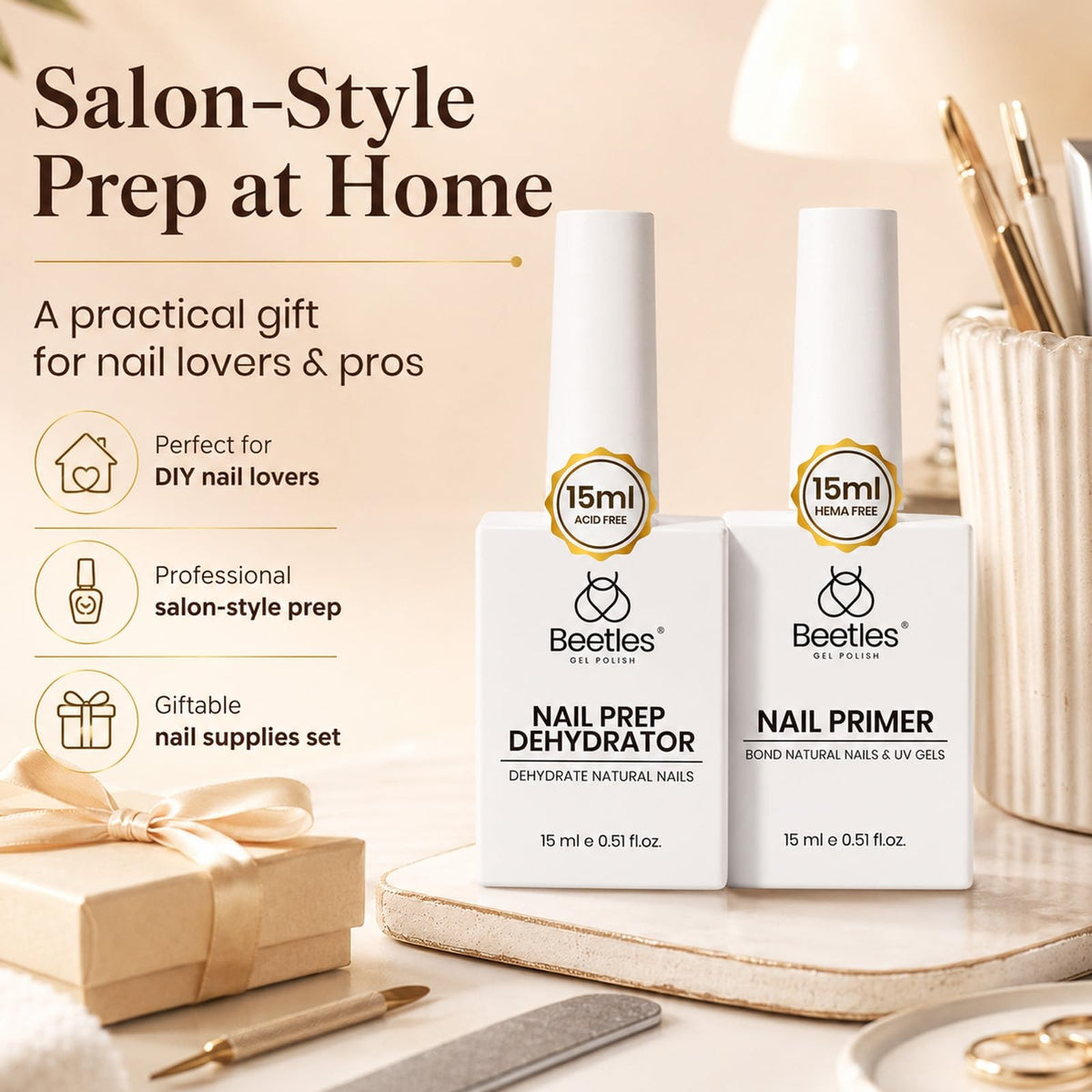 Beetles Nail Dehydrator & Primer Set HEMA-Free 15ml for Gel Nails