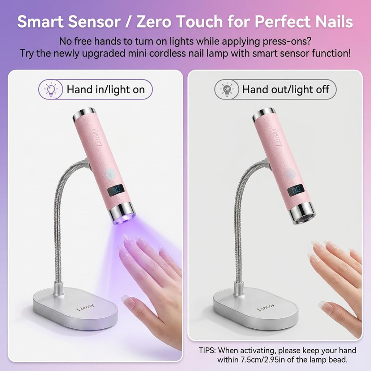 Mini UV LED Nail Lamp with Auto Sensor & Magnetic Stand for Gel Nails
