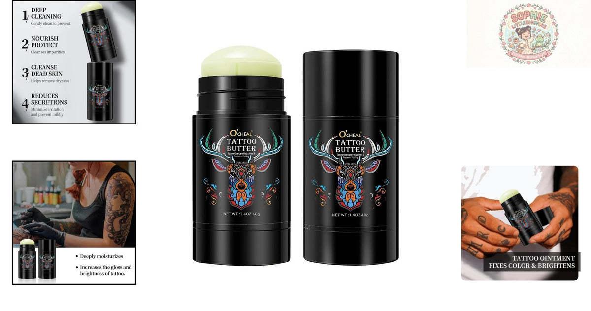 All-Natural Tattoo Moisturizer Balm 1.4 oz - Enhances Color, Prevents Fading