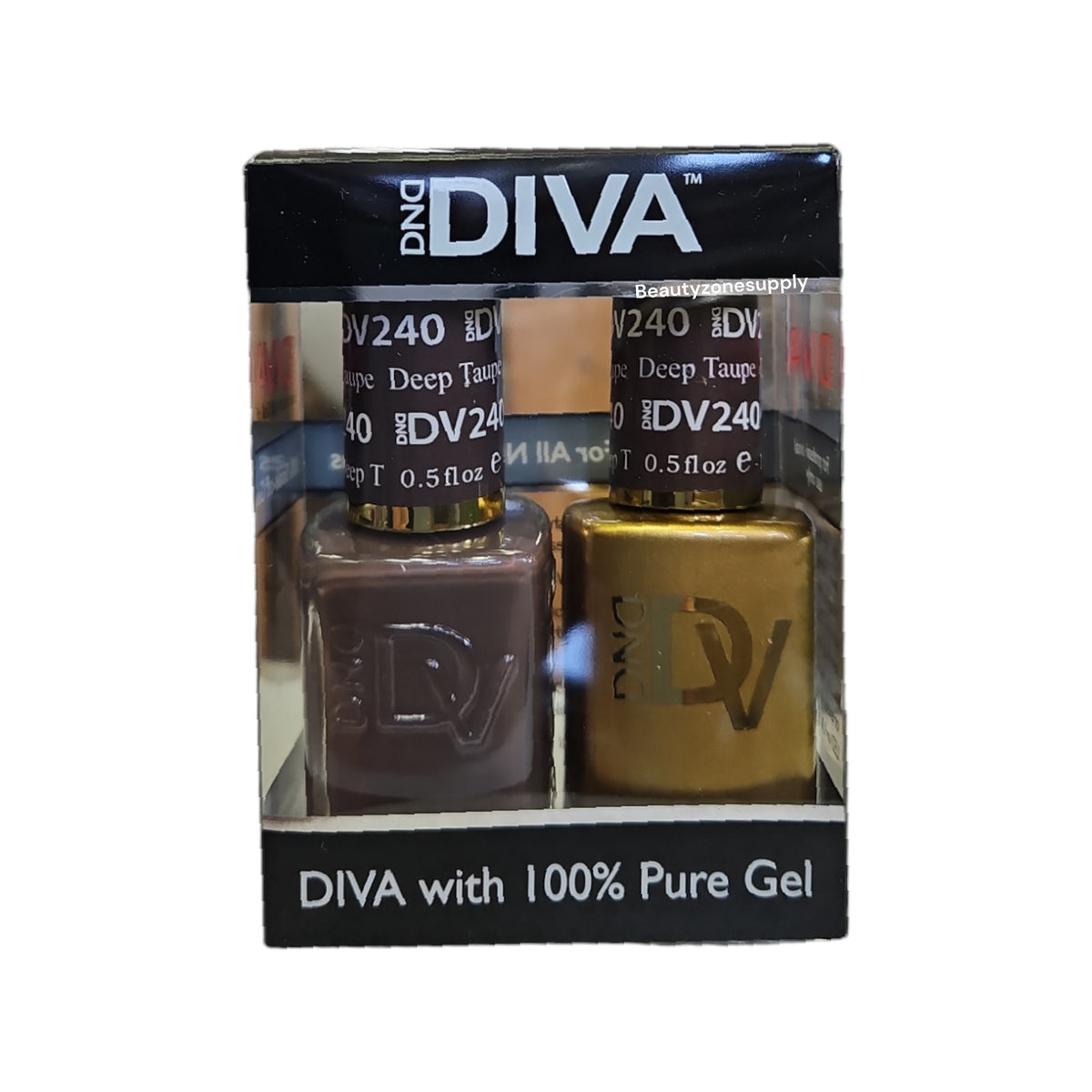 DND Diva Duo Gel & Lacquer Nail Polish 240 Deep Taupe - Long-lasting