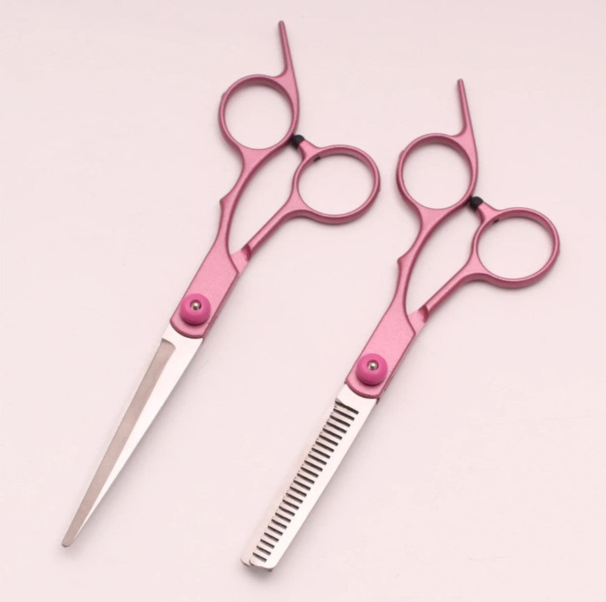 Professional Hair Cutting Scissors Thinning Shears 6 Inch Stainless Steel Pink