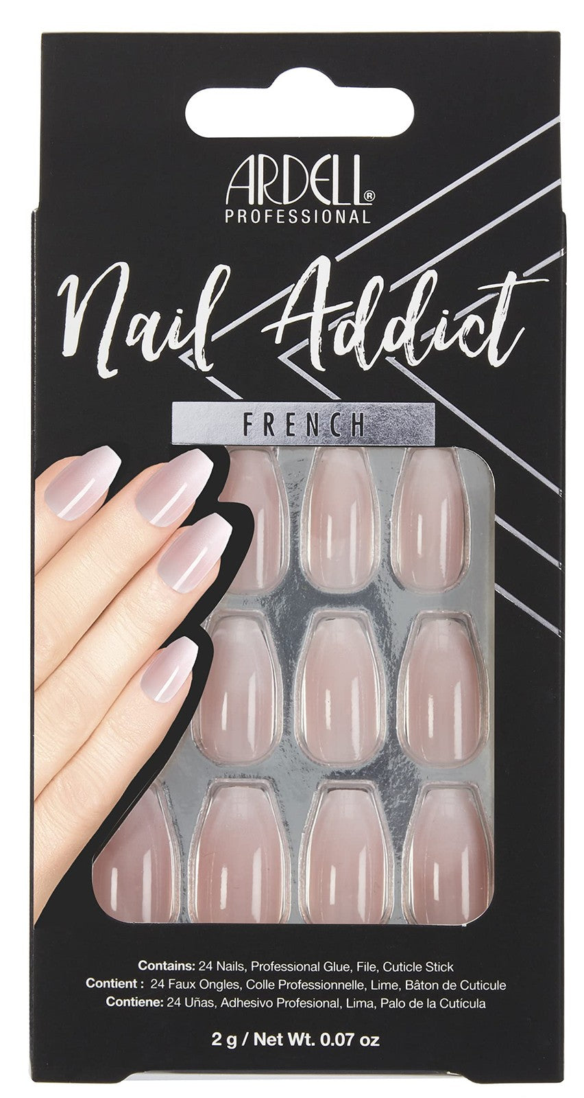 Artificial Nail Set French Fade - 24 Fake Nails with Glue & Tools