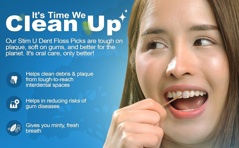 Mint Dental Picks for Plaque Removal - Wooden Toothpicks for Oral Hygiene