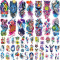 Large Waterproof Temporary Tattoos Set for Women Kids - 86 Sheets Floral & Animal Designs