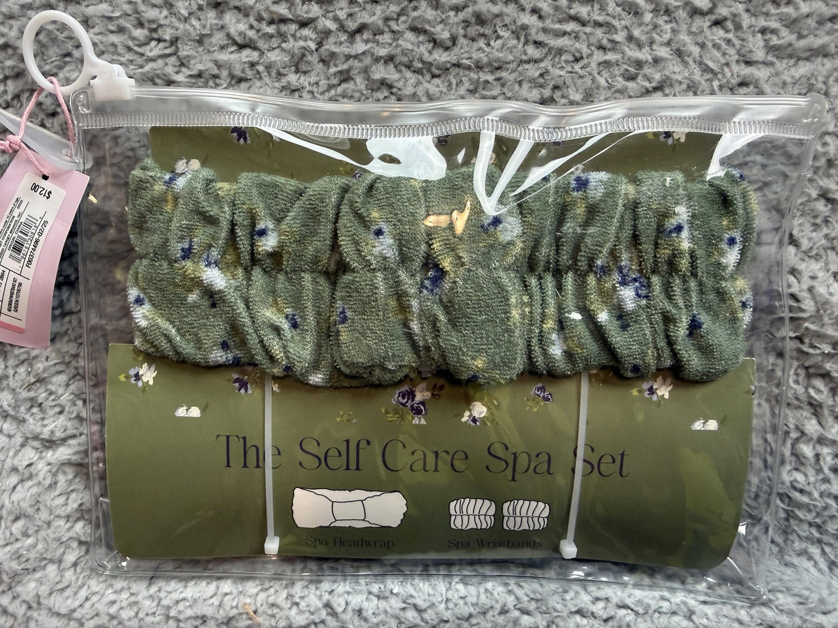Self Care Spa Set with Floral Headwrap and Wristbands - Eco-Friendly Multipack for Women